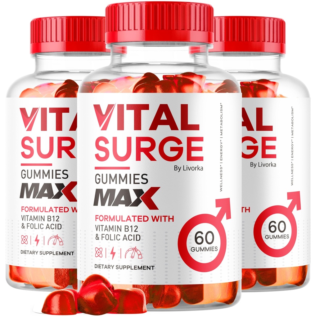 (3 Pack) Vital Surge - Vital Surge for Men Gummies, Vital Vita Surge Max Maksimaalne tugevus 1050 MG, VitalSurge Supplement Support Gummy Advanced Formula, Premium Vitamiin Gomitas (180 Gummies)