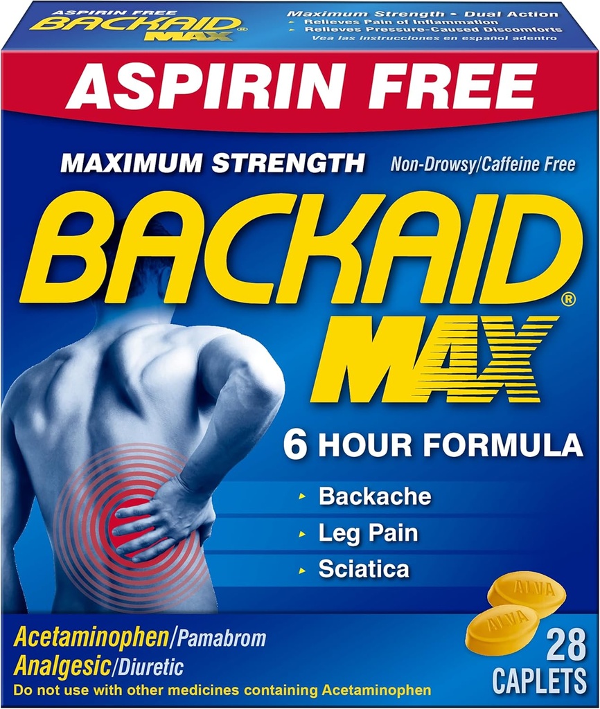 Backaid Max Caplets, 28 krahv (4 kotti)