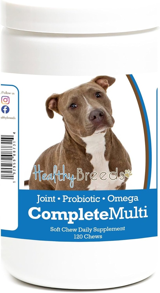 Tervislikud tõud Pit Bull Kõik ühes multivitamiinis Pehme närimine 120 Count