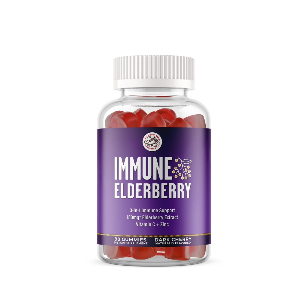 Haara kuldne Elderberry Gummies vitamiin C & tsink | Immune Support Gummies, Vegan, Gluteenivaba | 45 päeva pakkumine