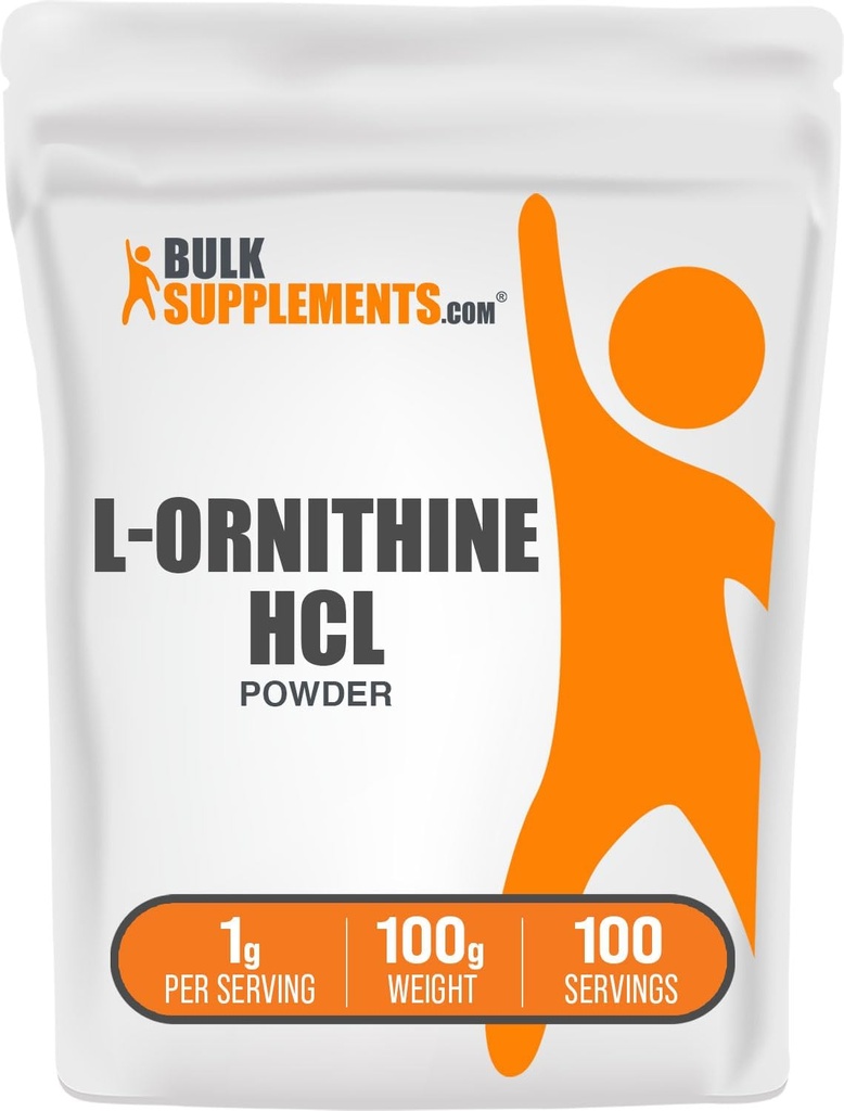 BulkSupplements.com L-Ornithine HCl pulber - ornitiini lisand, aminohapete lisand - gluteenivaba, 1 g serveerimise kohta, 100 g (3,5 oz) (pakk 1)