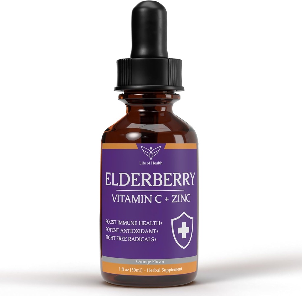 Elderberry Vitamin C and Zinc | Immune Support Supplement | Elderberry | Vitamin C with Zinc | Zinc and Vitamin C | Elderberry Supplements | Vitamin C Zinc | Elderberry Vitamins | 1 fl oz