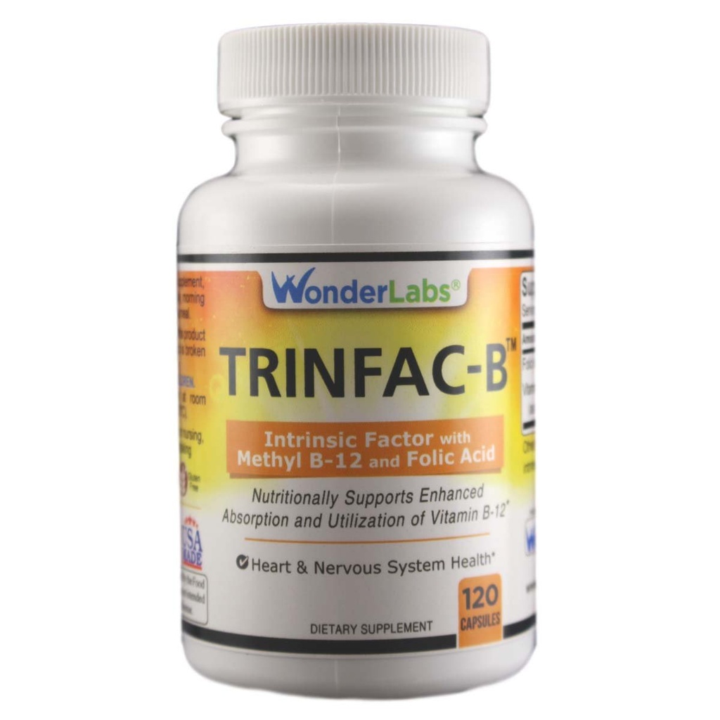 Wonder Laboratories Intrinsic Factor koos foolhappe ja vitamiin B-12 1000mcg - 120 kapslit