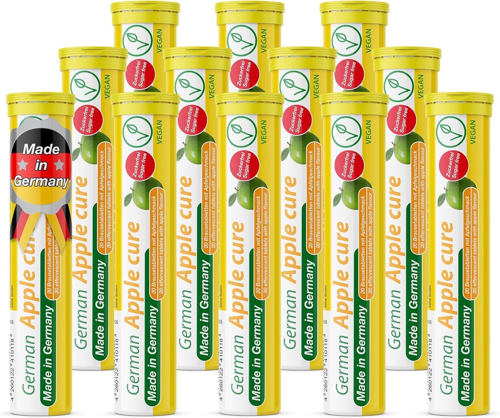T & D Saksa Apple Cure - 240 veganjoogi kihisevad tabletid - Apple Flavor - valmistatud Saksamaal