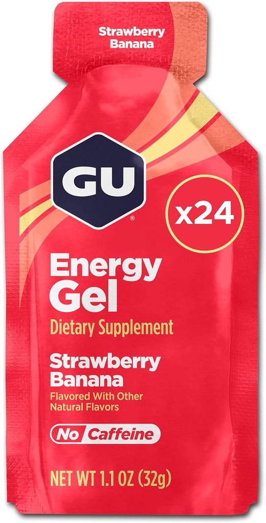 GU Energy Original Sport Nutrition Energy Gel, maasika banaan, 24 Count Box
