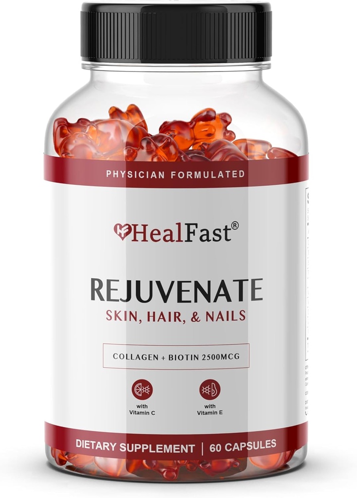 HealFast noorendada Vitamiin ja Mineral Gummy Supplement - kollageen Gummies + Vitamiinid, Biotin ja tsink - Anti Vananemine Ilu & Naha Täiendus Kliiniliselt uuritud & Arst Formuleeritud - 60 Count