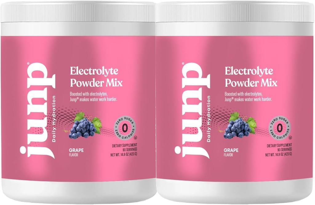 JUNP Elektrolüüdid Pulber No Sugar No Carbs – Vine Ripened Viinamarja Infundeeritud Joogi Segu – Kaalium & Soola Elektrolüüthüdraat Pulber Nullkalor Suhkruvaba Elektrolüüt Pulber,180 Servingud