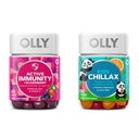 OLLY Gummy Active Immunity+Elderberry, 45 Gummies Kids Chillax, Magnesium Gummies, Sidrun Balm, Calm Chews for Kids 4+, 50 Count