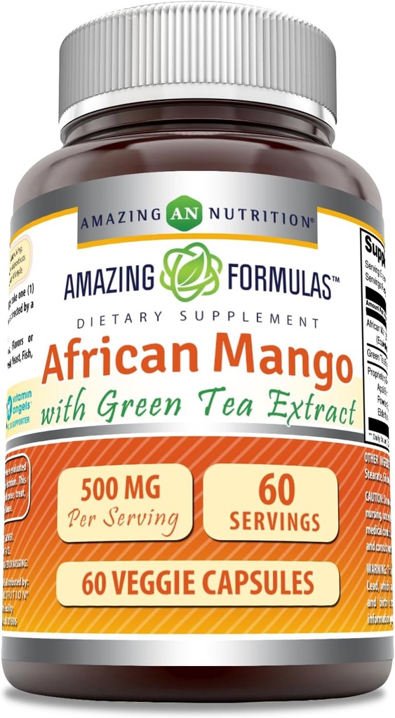 Amazing vormelid Aafrika Mango rohelise tee ekstrakti lisandiga | 500 Mg serveerimise kohta | 60 Veggie kapslit | Mitte-GMO | Gluteenivaba | Valmistatud USAs