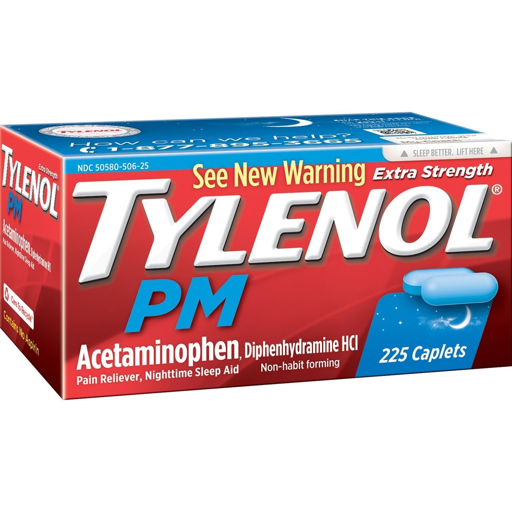 Tylenol Pm Extra Strength Pain Reliever + Sleep Aid, 225- kapslid (1 pakend)