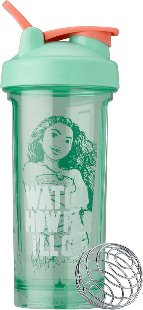 BlenderBottle Disney Princess Shaker Bottle Pro seeria, mis sobib ideaalselt valgukokteilide ja eeltreeningu jaoks, 28-kordne, vaata, kui kaugele ma lähen, Moana