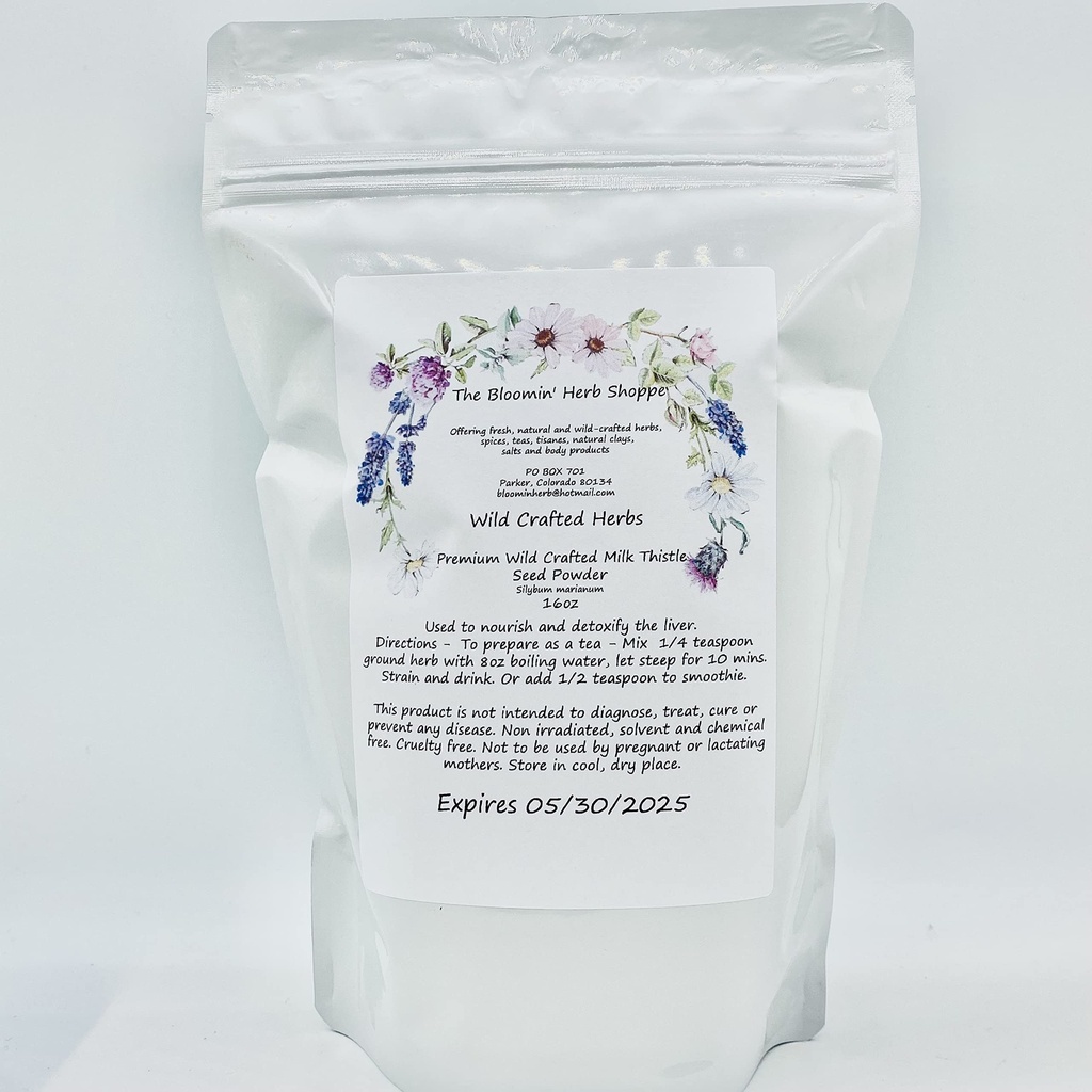 Liphontcta Wildcrafted Milkohakas Seetle Seemnepulber 16oz Pound Toores Silybum Marianum Bloomin Herb Shoppe Puhas aromaatne potentne Maks Bulk
