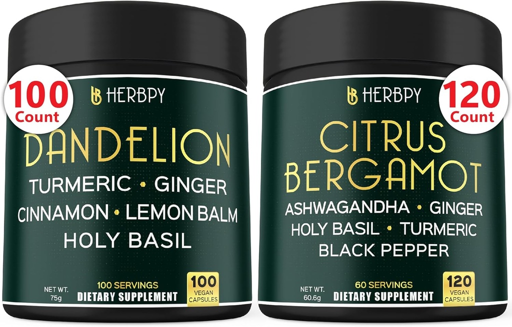 Bundle 6in1 Dandelion Supplement & 6in1 Citrus Bergamot Supplement - Toetus lõõgastus, süda, seedimine Tervis ja immuunsüsteem
