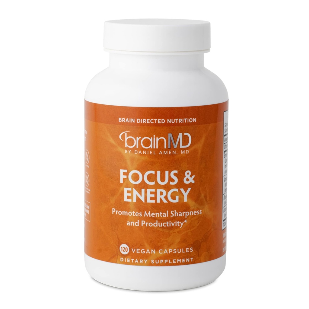 Dr Amen BrainMD Focus & Energy - 120 kapslit - vaimse vastupidavuse suurendaja, soodustab kontsentratsiooni ja tähelepanu - kofeiinivaba, gluteenivaba - 30 serveerimist