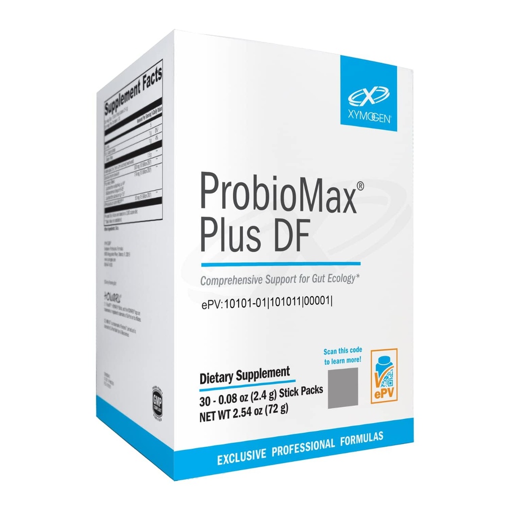 XYMOGEN ProbioMax Plus 40B - probiootiline pulbrilisand - Piimavabad probiootikumid seedetrakti tervise jaoks - Saccharomyces boulardii, Lactobacillus acidophilus - varem ProbioMax Plus DF (30 kleeppakendit)