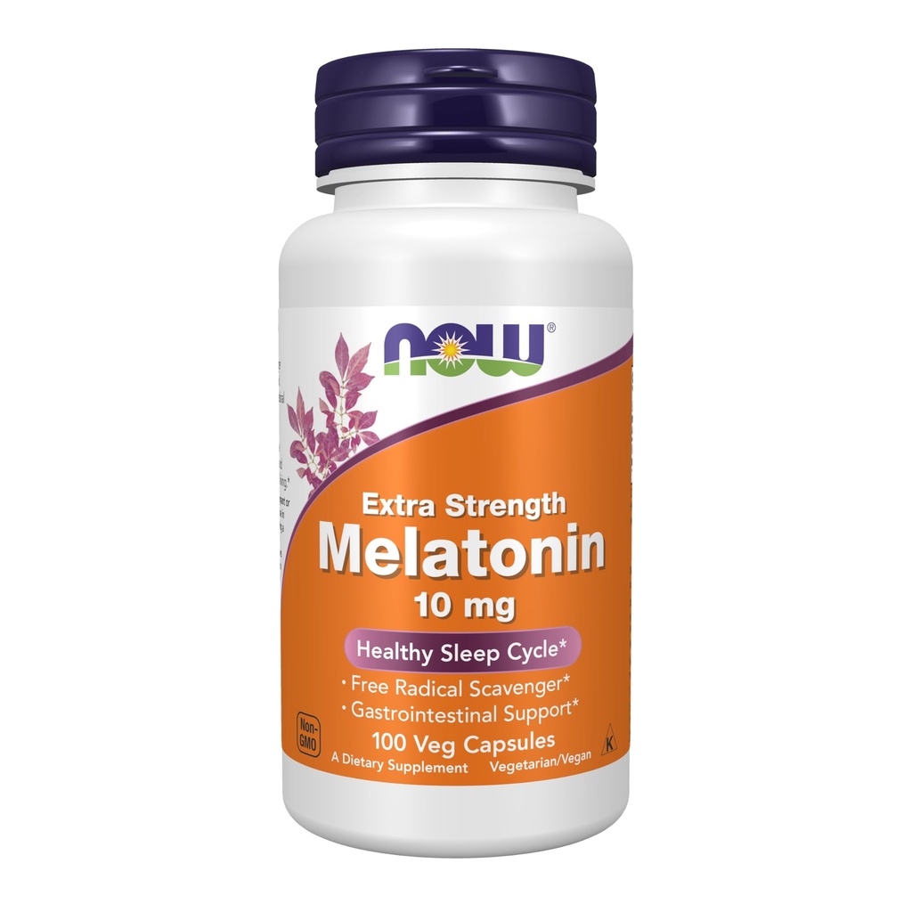 NOW Foods Supplements, melatoniin, ekstra tugevus 10 mg, vaba radikaalne raugeja *, tervislik unetsükkel *, 100 Veg kapslit