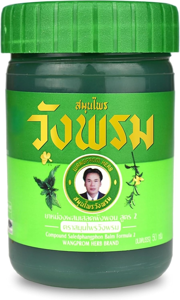 Saledphangphon Balm Balm Balm / Salve Formula 2 50 g Cooling Anti-Itch for Putukad / Putukad Hammustused Valu (roheline, Cool Salve (Plastic Bottle))