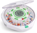 Live Fine 28-Day Automatic Pill Dispenser Frosted Lid koos uuendatud LCD-ekraani ja võtmelukuga, heli ja valgus retseptide, ravimite, vitamiinide, toidulisandite ja muu jaoks