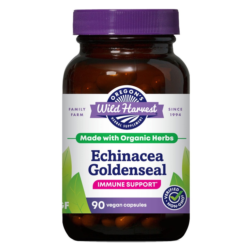 Oregoni Wild Harvest Echinacea Goldenseal Organic Capsules | Vegan, Non-GMO, Gluteenivaba, Immune Support *, 90 Count