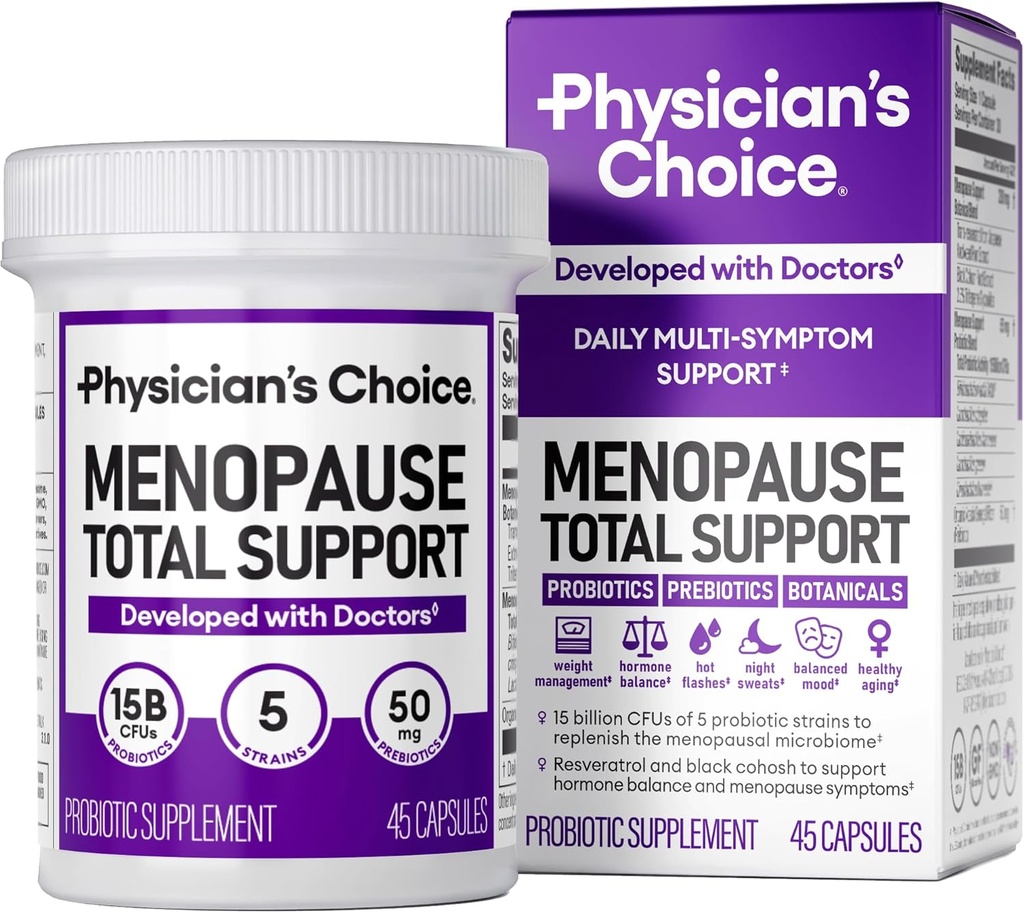 Arsti valikuline menopausi probiootiline lisand naistele - toetab hormoonide tasakaalu, kuuma vilkumist, öist higi, kehakaalu juhtimist, puhumist ja soolestiku tervist - Black Cohosh, Resveratrol + - 45ct