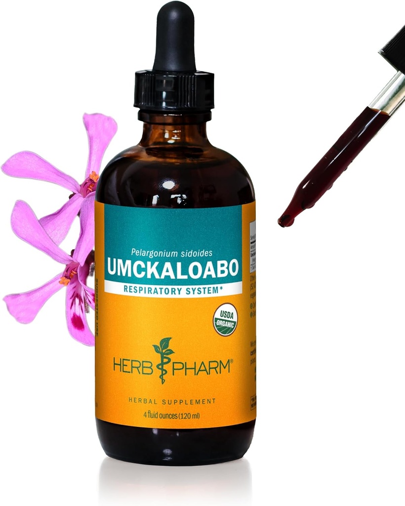 Herb Pharm sertifitseeritud orgaaniline Umckaloabo Vedel Ekstrakt hingamissüsteemi toetuseks - 4 Ounce