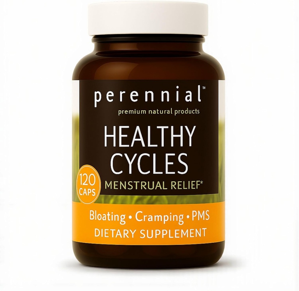 Perennial Healthy Cycles - PMS ja Perioodiline Relief täiendus Vitex, Dong Quai ja Vaarika Leaf - toetab menstruaalbilanssi ja mugavust - loomulik valem naiste tsükli tervise - 120 kapslit
