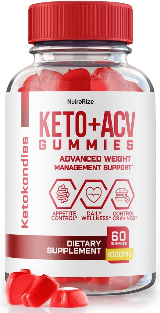 NutraRize KetoKandies Keto+ACV Gummies kaalulangus, maksimaalne tugevus täiendada, Gomitas kommentaare (60 Gummies)