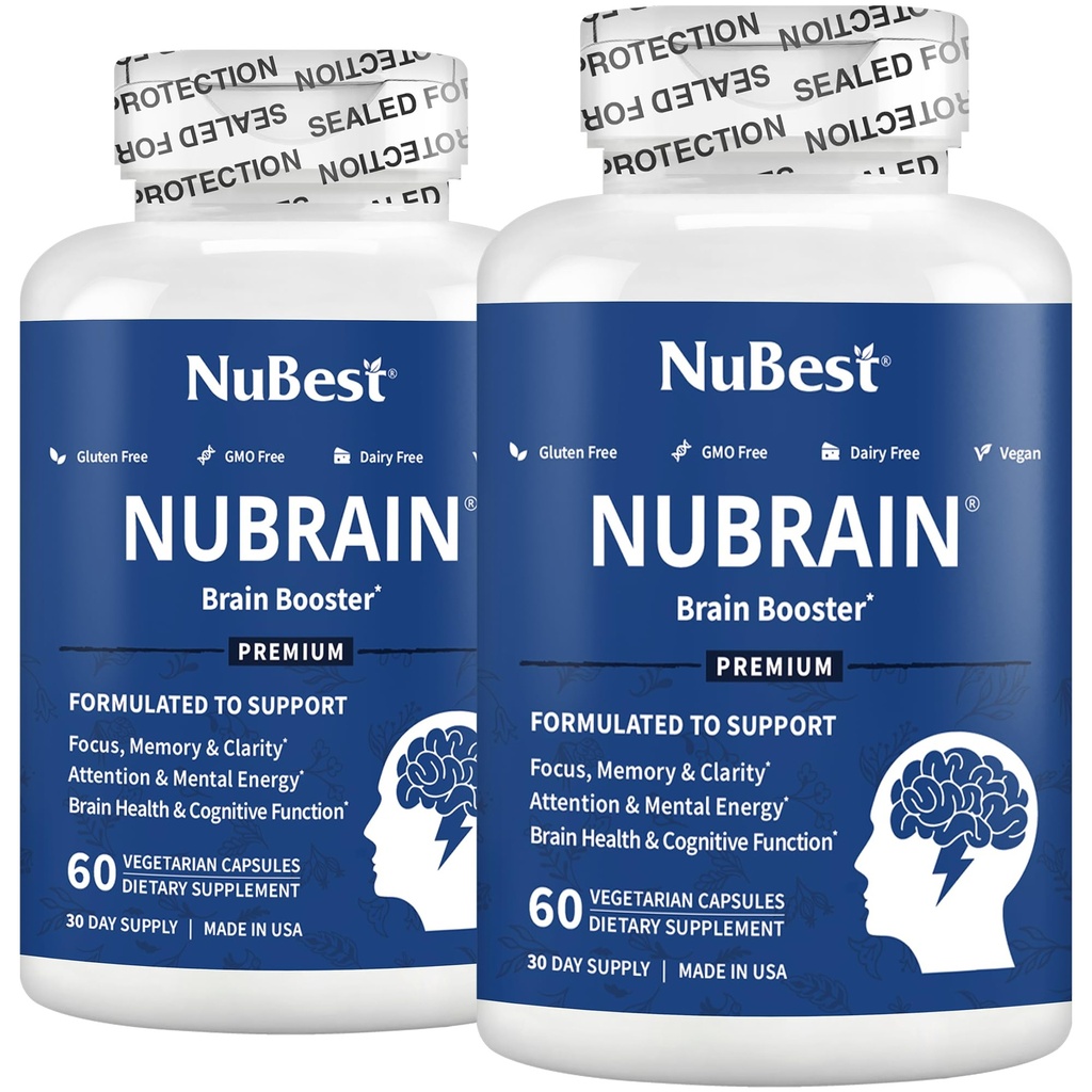 NuBrain Booster - aju täiendus aju võimendajale, mälule, fookusele ja selgusele naistepuna, Ginkgo Biloba, Bacopa & More | Pack 2