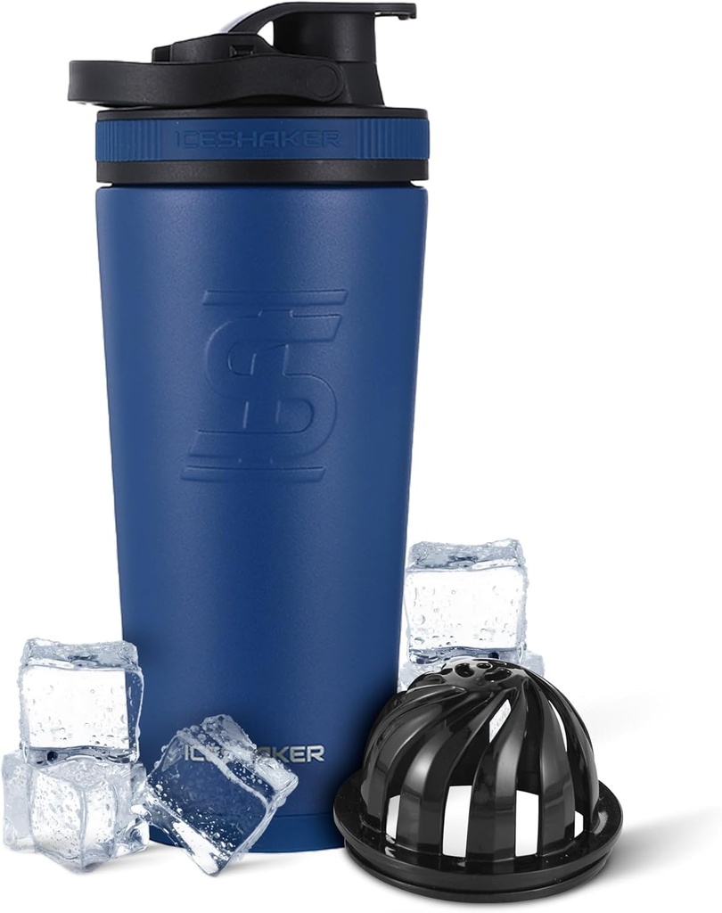 Ice Shaker Isolated Stainless Steel Shaker Bottle | 26oz, Navy | Külm 30+ tundi | Isoleeritud karikas Twist-on Agitator | Lõhnavaba pudel proteiinikokteilide, vee, smuutide, kokteilide jaoks