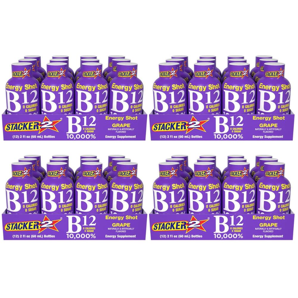 Stacker 2 Viinamarja B12 Energia Shot, 2oz (Pack of 48)