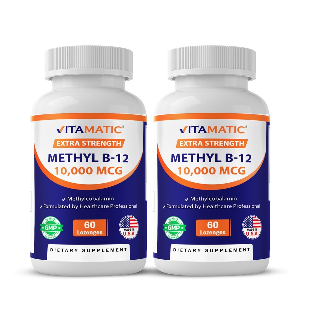 Vitamaatiline metüülvitamiin B12 (metüülkobalamiin) 10 000 mcg (10mg) 60 pistikud - vitamiini B12 kõrgem allikas (2 pakend)