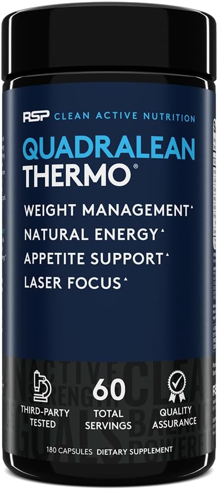 RSP Toitumine QuadraLean Thermogenic Fat Burner meestele ja naistele, Kaalulangus täiendada, Crash-Free Energia, Metabolism Booster & isu vähendav, Dieet pillid, 60 Serv (pakendamine võib varieeruda)