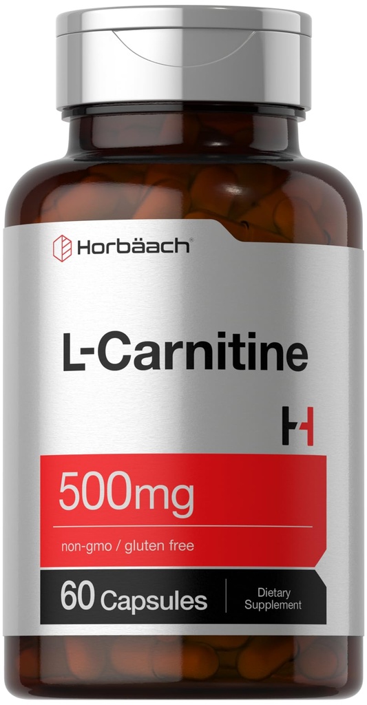 Horbäach L karnitiini lisa 500mg | 60 kapslit | nagu L-karnitiin L-tartraat | Mitte-GMO ja Gluteenivaba