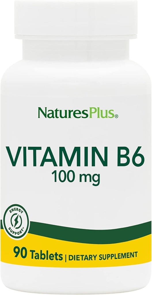 Natures Plus vitamiin B6 100 mg - taimetoitlane, gluteenivaba - 90 tabletti, 90 serveerimist
