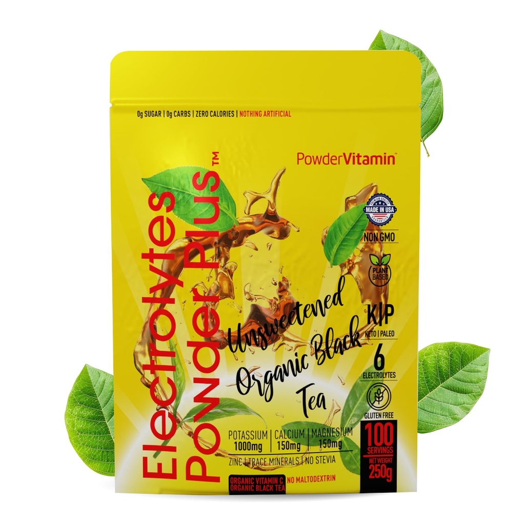 PowderVitamin Electrolytes Powder Plus (100 Servings) Magustamata must tee elektrolüüt pulber Keto, SugarFree, roosa Himaalaja sool, 1000mgPotassium,150mgCalcium,150mgMagnesium,Hydration Powder NO STEVIA