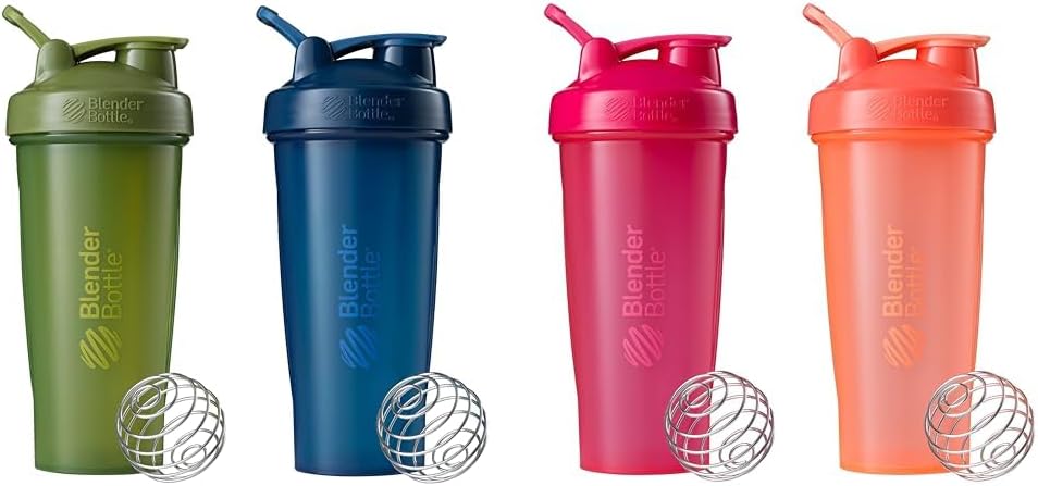 BlenderBottle 2-Pack 28-Ounce Classic Shaker pudelid valgu raputamiseks ja enne treeningut, sammal / sammal ja merevägi / merevägi ja kõik roosa ja korall