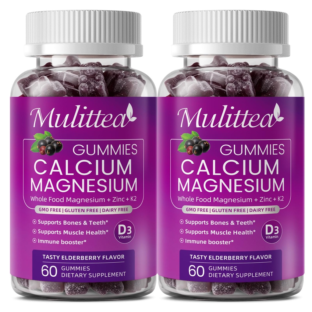 Kaltsiummagneesiumtsinkkummid suure neeldumisega Magneesiumglütsinaat 200mg, kaalium – taimne kaltsiumilisand w/ D3 ja merisammal luudele, lihastele, rahulikule meeleolule ja uneabi lastele ja täiskasvanutele (2 Pack)