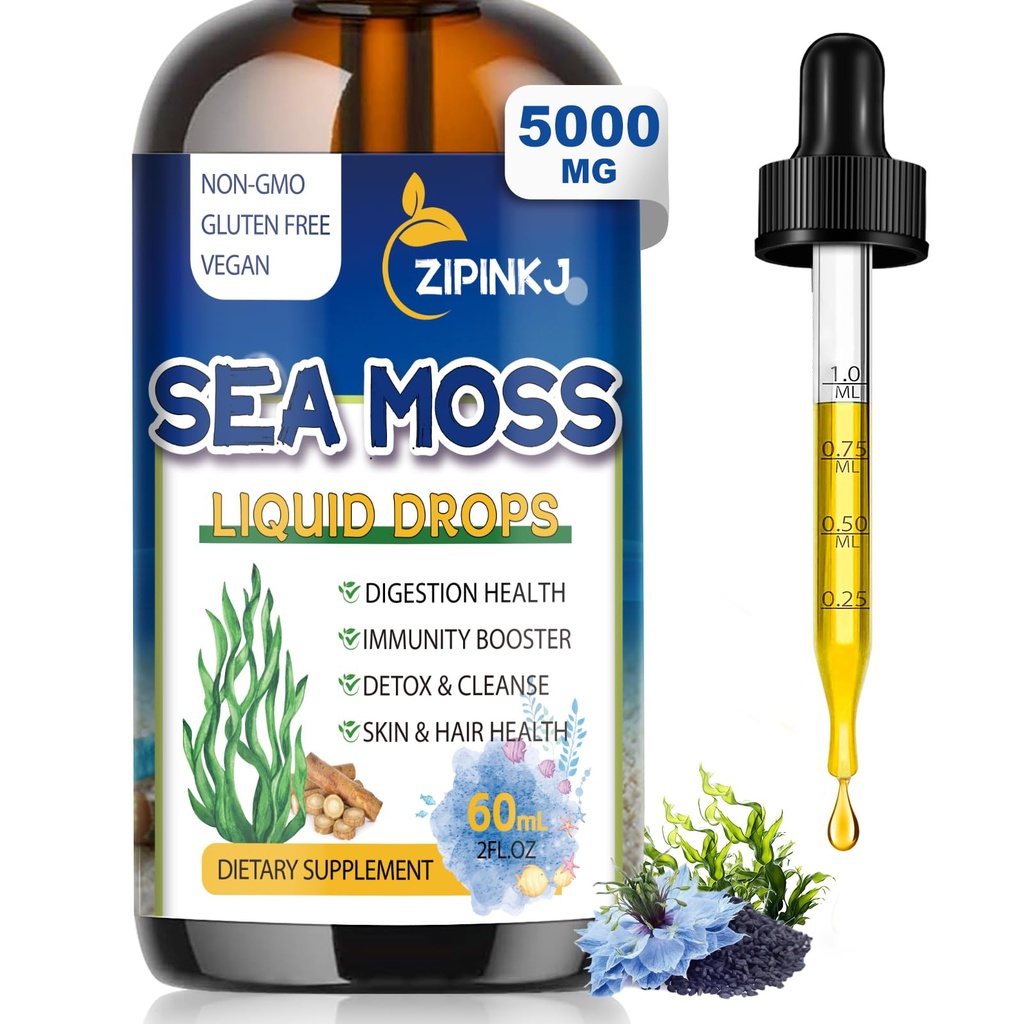 Sea Moss tilgad, Iiri Vedel meri Moss Gel Supplement Black Seed Oil, Shilajit, Elderberry, Burdock Root, Spirulina, Põiepõie Seedetrakti Tervis, Non-GMO, 2 Fl Oz