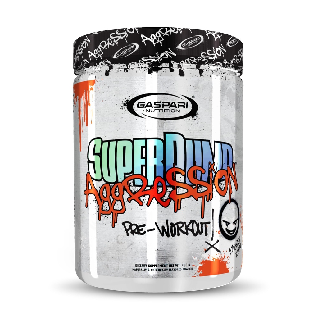 Gaspari Nutrition SuperPump Agression Pre-Workout: energia, fookus, vastupidavus ja taastumine koos kreatiini ja kofeiini (25 Servings, Mayhem Mango)