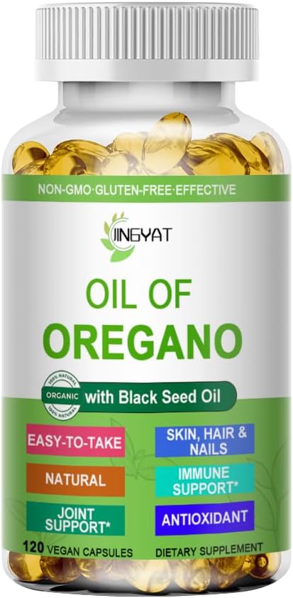 Oregano softgelsi õli, Orgaanikaõli koos musta seemne õliga immuunsuse toetamiseks Seedetrakti hooajaline ravimtaimed, kõrge karvakrool ja tümokinoonoreganoõli, Taimepõhine, mitte-GMO,120 loend