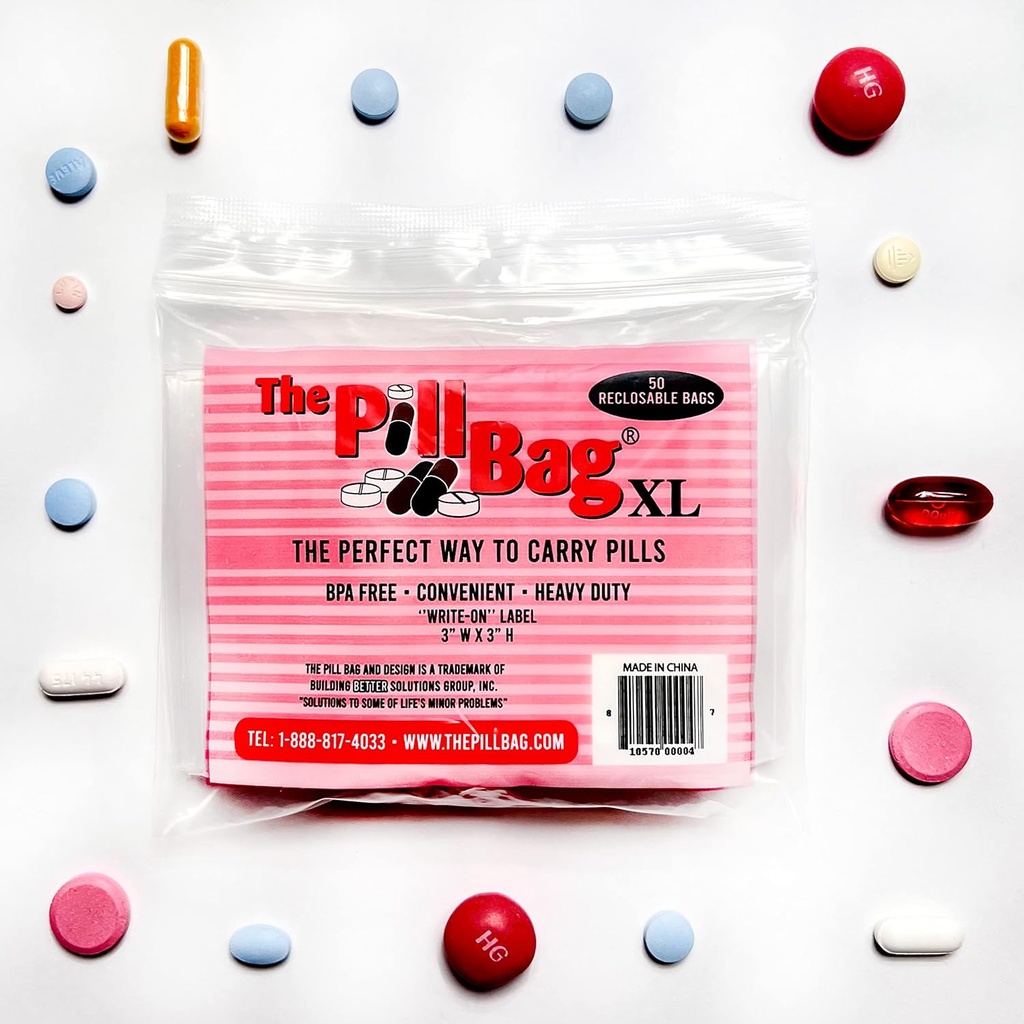 Meditsiin Pill Korraldaja, märgised AM / PM, taassuletavad, kaasaskantavad, ühekordsed kotid meditsiinis, vitamiinid, kummikud, plastist pillid reisimiseks, jalutuskäigud XL suurus |100 loend (2 pakendit 50)
