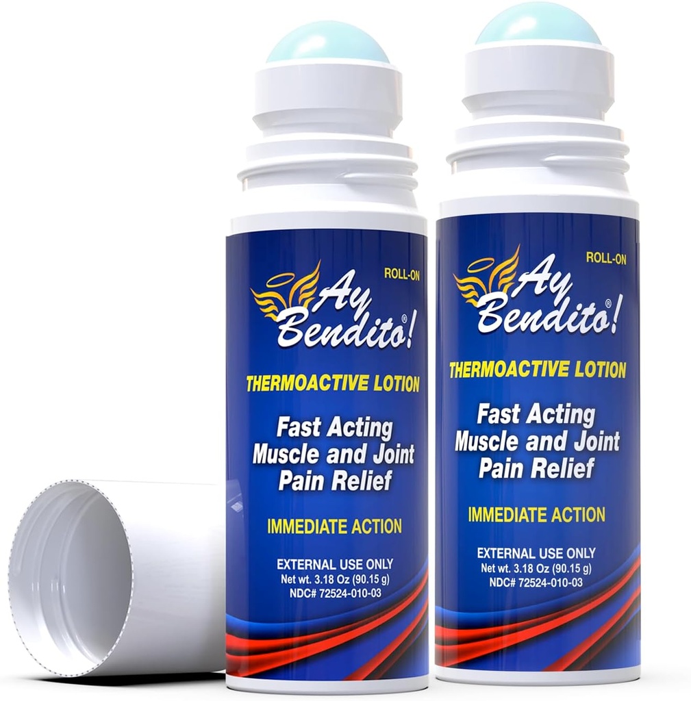 Ay Bendito! Termoaktiivne asukoht kiiremaks valu leevendamiseks liigestel ja lihaste funktsioonil - 3.18 oz Roll-on - kaks pakendit