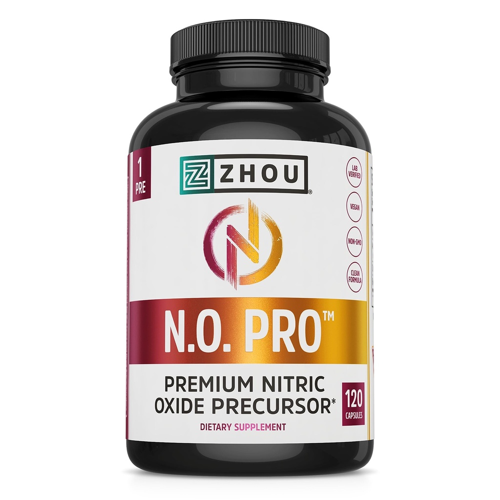 Zhou N.O. Pro - Premium lämmastikoksiidi lisand meestele ja naistele, südamele, lihastele ja verele peedi juure ja L-arginiin, looduslik lämmastikoksiidi võimendaja - 120 Veggie kapslit