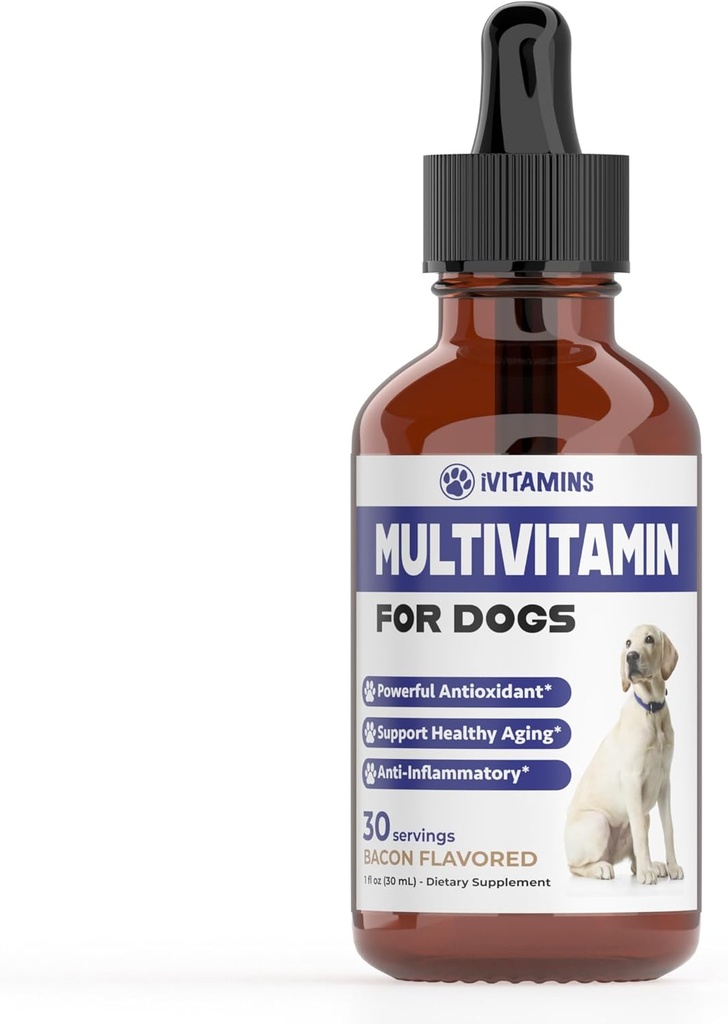 Multivitamiin koertele | Koer multivitamiin | Ühiseks toetuseks, soolestiku ja immuunsüsteemi terviseks, naha ja südame terviseks | Koera vitamiinid ja toidulisandid | Koera vitamiinid Multivitamiinid | Koera toidulisandid ja vitamiinid | 1 fl oz