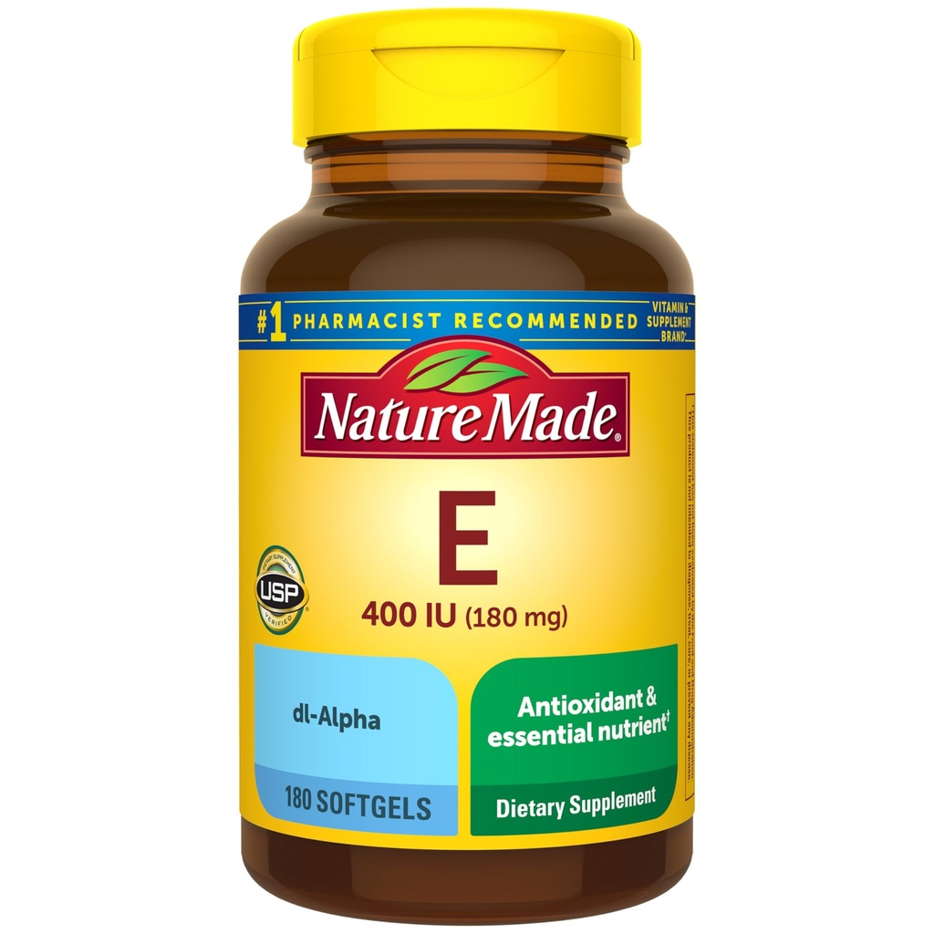 E-vitamiin 180 mg (400 RÜ) dl-Alpha Softgels, 180 Antioksüdandi toetuse loend