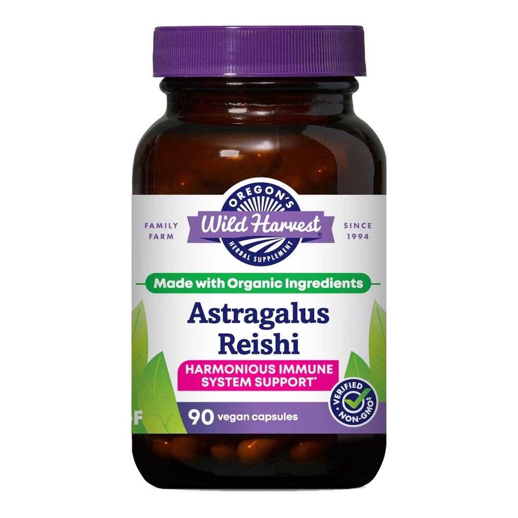 Oregoni Wild Harvest Astragalus Reishi Orgaaniline Taimne täiendus, 90 Count
