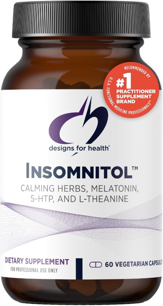 Disainid Tervis Insomnitool Kapslid - Uneabi Täiskasvanutele Melatoniini, L-Theanine + 5-HTP - Rahustavad maitsetaimed Valerian, Lemon Balm + Passionflower Vegan + mitte-GMO une täiendus (60 kapslit)
