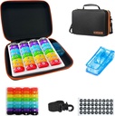 Igakuine Pill Korraldaja 1Time A Day,Pill Korraldaja Kuu 1Time A Day 32 Daily Compartments & 1Pill Cutter & 1Pill Cutter & 1Shoulder Straps & 2PCS 31 Day Sticker. Mugav käepide, BPA-vaba.