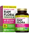 Toores Flora Naiste probiootikumid | Dr. Formuleeritud 60 miljardit CFU + prebiootikumid | Seedetrakti, tupe ja kuseteede tugi | 33 Vegankapsleid Jõhvika & D-mannoosiga | Kõlblik stabiilne
